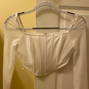 Shein white long sleeve corset top
